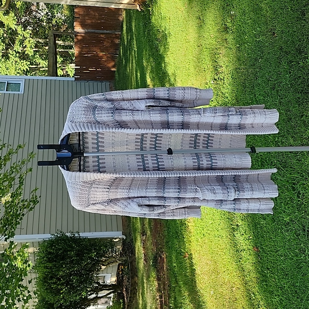 Lucky Brand Womens OpenFront Cardigan Sweater Plus sz 3X Neutral Multicolor Knit